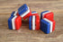 Cube beads - Red White and Blue beads - laminate lucite beads - patriotic beads - square beads - striped beads - retro beads - 4th of july