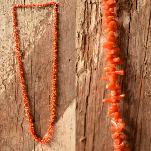 Orange Red Coral Branch Necklace - Natural Coral 28 inch necklace, Resort Jewelry, Tropical Jewelry, Mermaid