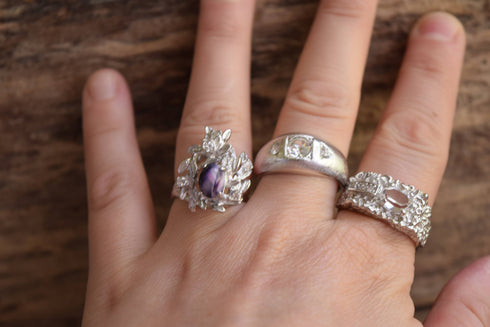 Silver Rhinestone Ring 14kt hge