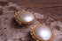 Round Pearly Golden Clip On Earrings