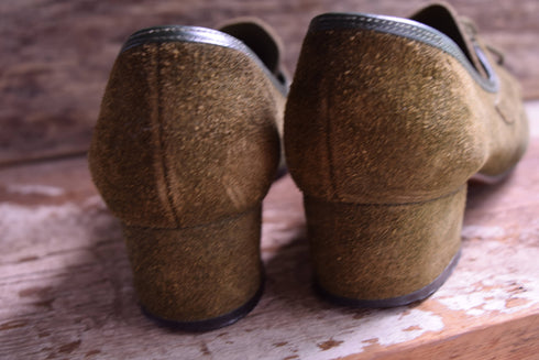Green Suede Heels - Size 7