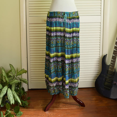 Blue Bohemian Maxi Skirt - 100% Cotton