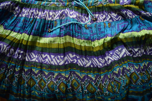 Blue Bohemian Maxi Skirt - 100% Cotton
