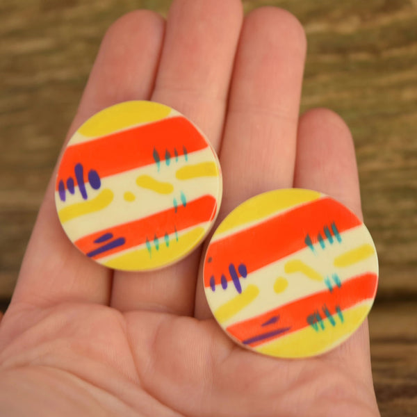 Colorful Striped Round Earrings