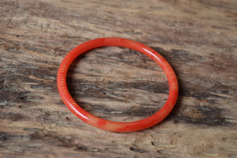 Pink Carved Bakelite Bangle Spacer