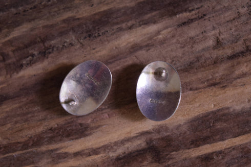 Oval Malachite Stud Earrings