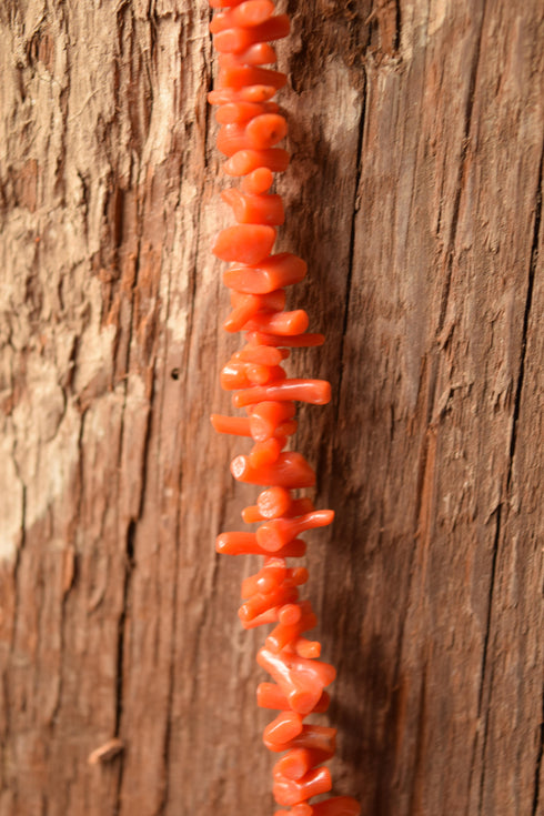 Orange Red Coral Branch Necklace - Natural Coral 28 inch necklace, Resort Jewelry, Tropical Jewelry, Mermaid