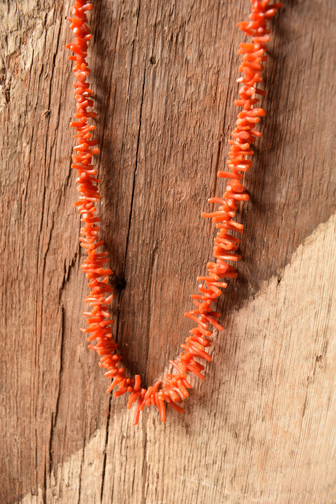 Orange Red Coral Branch Necklace - Natural Coral 28 inch necklace, Resort Jewelry, Tropical Jewelry, Mermaid