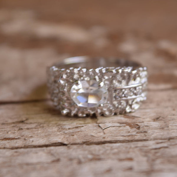 Vintage Rhinestone Ring Size 9.5