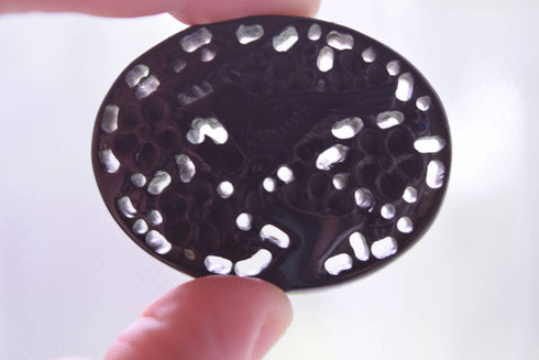 Black Carved Bird Brooch