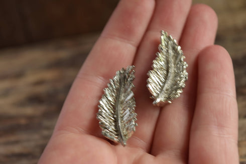 Feather Earrings - Vintage clip earrings