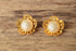 Large Flower Clip Earrings - Pearl and gold flower earrings