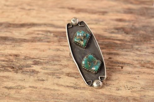 Dual Stone Turquoise Ring - Size 6.5