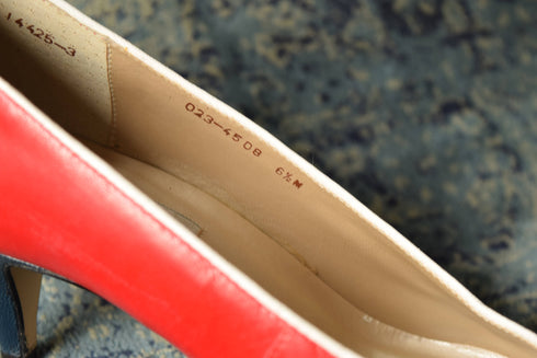 Size 6.5 Red White and Blue Pumps - 1980's vintage