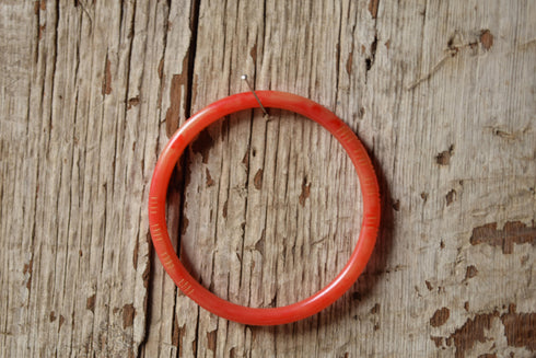 Pink Carved Bakelite Bangle Spacer