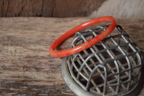 Pink Carved Bakelite Bangle Spacer