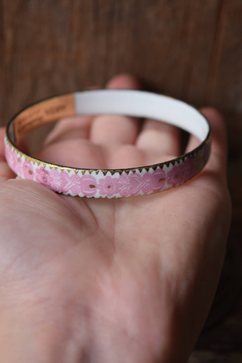 Pink Floral Bangle Bracelet