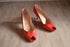 Red Peep Toe Heels Size 7 1/2 - Vintage Bruno Magli