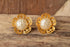 Large Flower Clip Earrings - Pearl and gold flower earrings