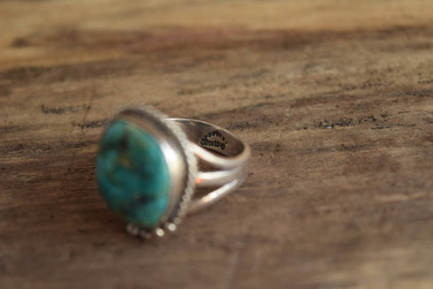 Round Turquoise Ring - Size 9 1/2