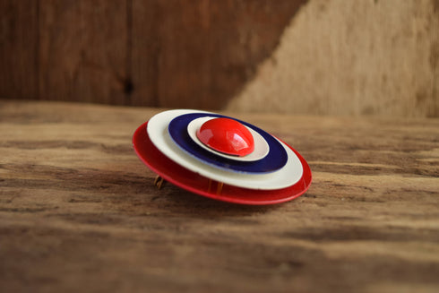 Red White and Blue Mod Circle Brooch