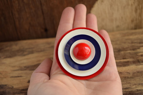Red White and Blue Mod Circle Brooch