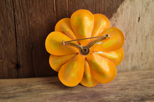 Orange Sugared Flower Brooch