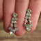 White Rhinestone Vintage Drop Earrings Screw back