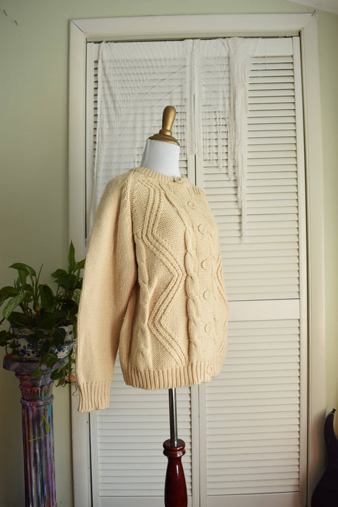Beige Cable knit Cardigan - Small / Medium