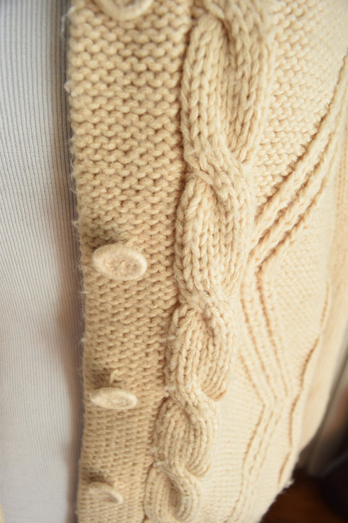 Beige Cable knit Cardigan - Small / Medium