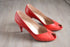 Red Peep Toe Heels Size 7 1/2 - Vintage Bruno Magli