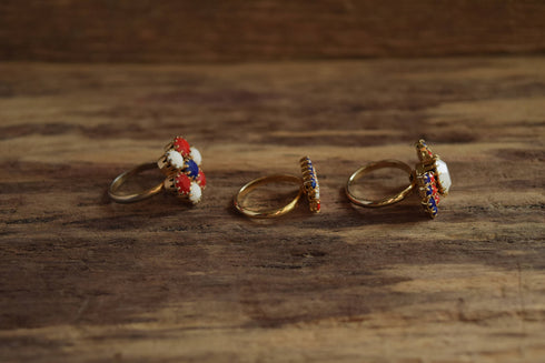 Red White and Blue Rhinestone Rings