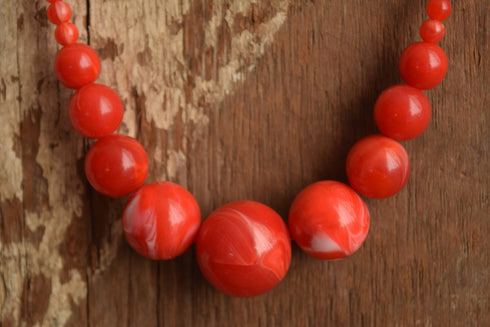 Cherry Red Marbled Necklace