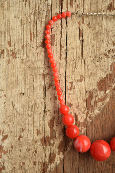 Cherry Red Marbled Necklace