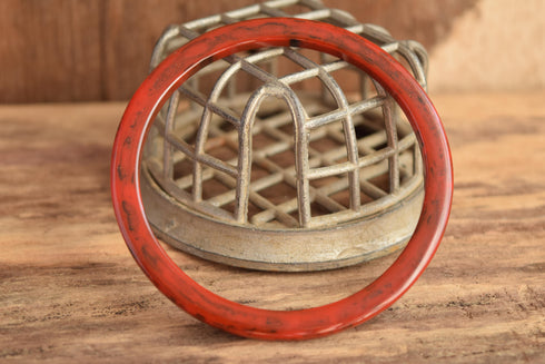 Red and Black Marbled Bakelite Spacer Bangle