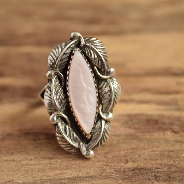 Pink MOP Navajo Ring - Size 9 - Signed Robert Becenti