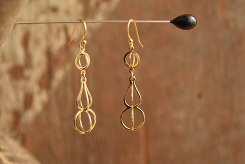 Open work Gold Toned Earrings