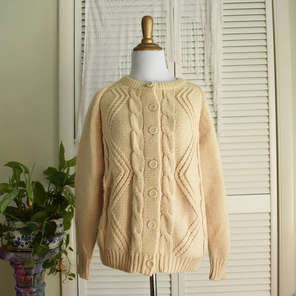 Beige Cable knit Cardigan - Small / Medium