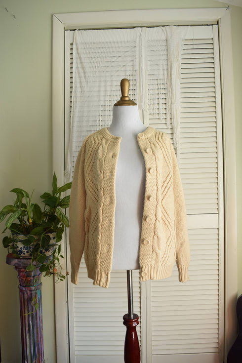Beige Cable knit Cardigan - Small / Medium