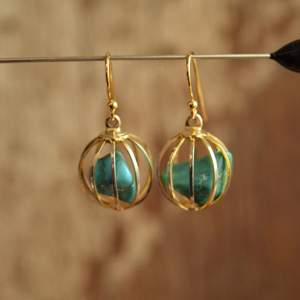 Turquoise Dangle Bohemian Stone Earrings