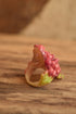 Size 7.5 Ruby Painted Celluloid Flower Ring