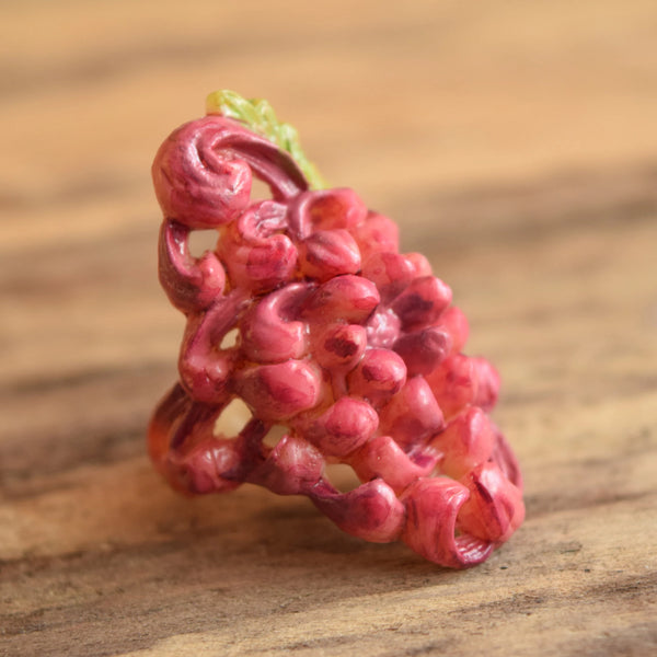 Size 7.5 Ruby Painted Celluloid Flower Ring