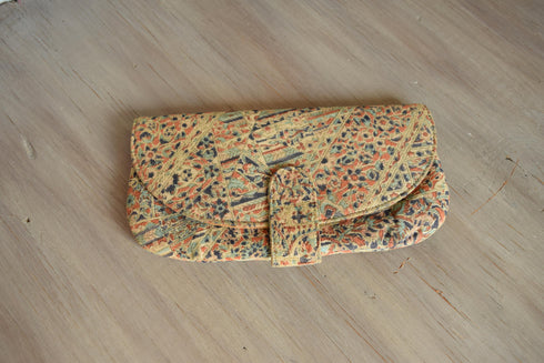 Vintage Clutch - Everyday Clutch for all occasions - Neutral blue and gold print clutch by Stylemark - Made in the USA