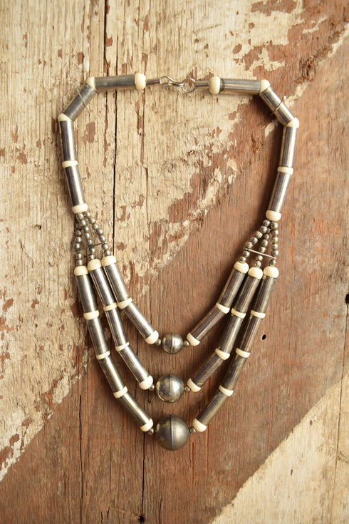 Three Ball Statement Necklace - Bohemian Vintage