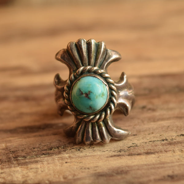 Sand Cast Turquoise Ring - Size 6