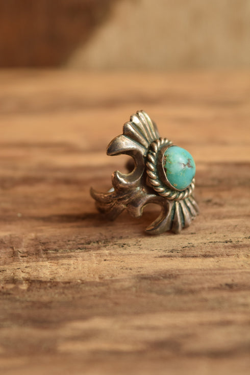 Sand Cast Turquoise Ring - Size 6