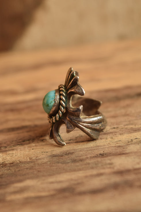 Sand Cast Turquoise Ring - Size 6