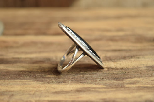 Long Marquise Onyx Ring - Size 6