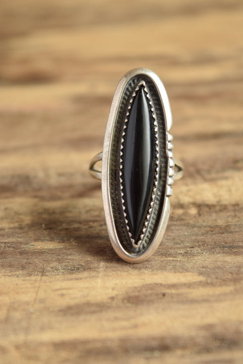 Long Marquise Onyx Ring - Size 6