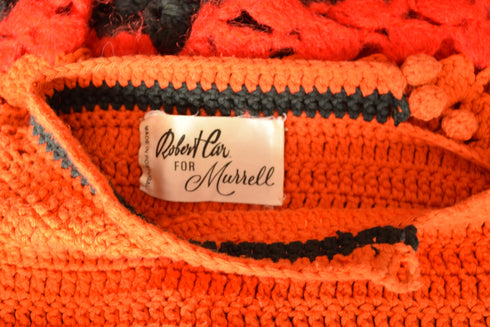 Orange Crochet Mod Mini Dress - 1960's Robert Car for Murrell